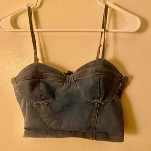 Thrill Blue Denim Crop Top Bustier Junior Large